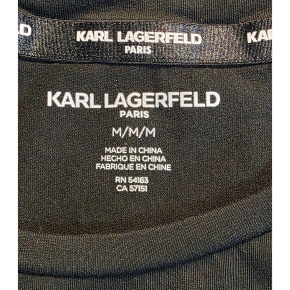 Karl Lagerfeld Paris Women's Embellished Metallic-Script T-Shirt Size Medium - Picture 5 of 6